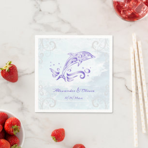 Lila Delfin Hochzeitsserviette Serviette