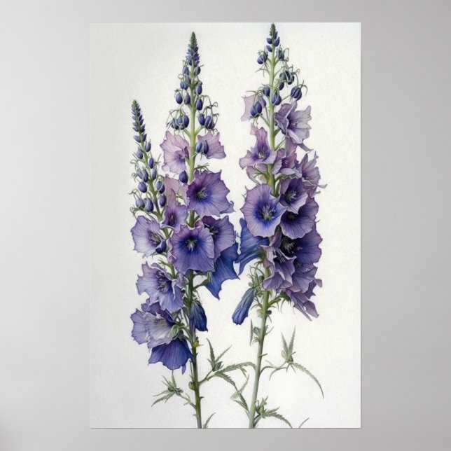 Lila Delphinium-Blume Art Print Poster (Vorne)