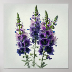 Lila Delphinium-Blume Art Print Poster