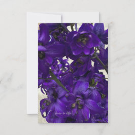 Lila Delphinium Mitteilungskarte