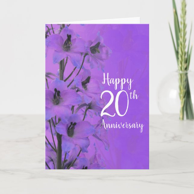 Lila Delphinium zur Jubiläumskarte Karte (Vorderseite)