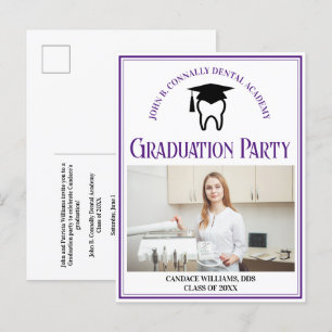Lila Dental School Foto Custom Graduation Party Einladungspostkarte