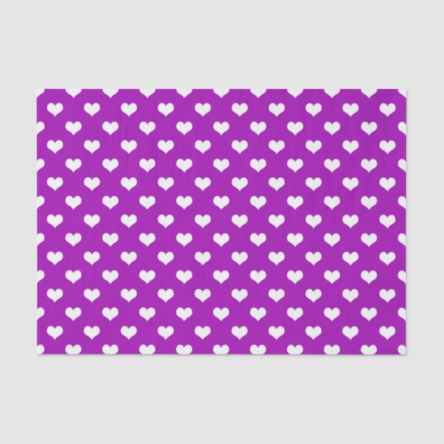 Lila Design der weißen Liebe Herzmuster Seidenpapier (Vorderseite)