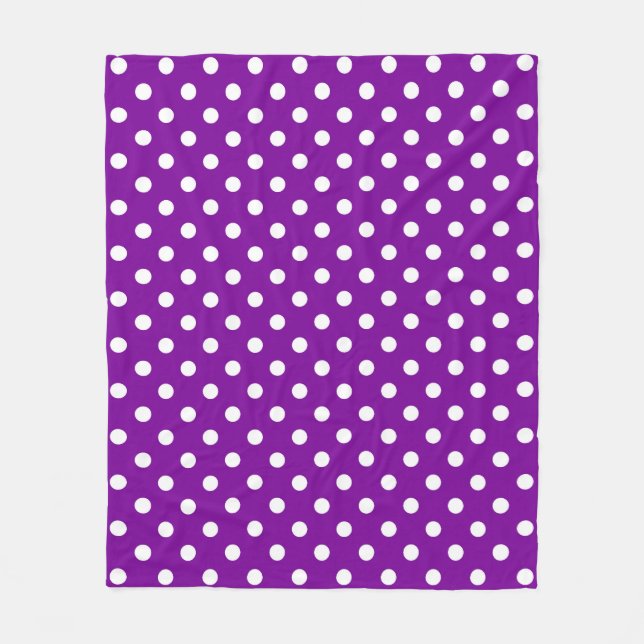 Lila Design der weißen Polka-Dots Fleecedecke (Vorderseite)