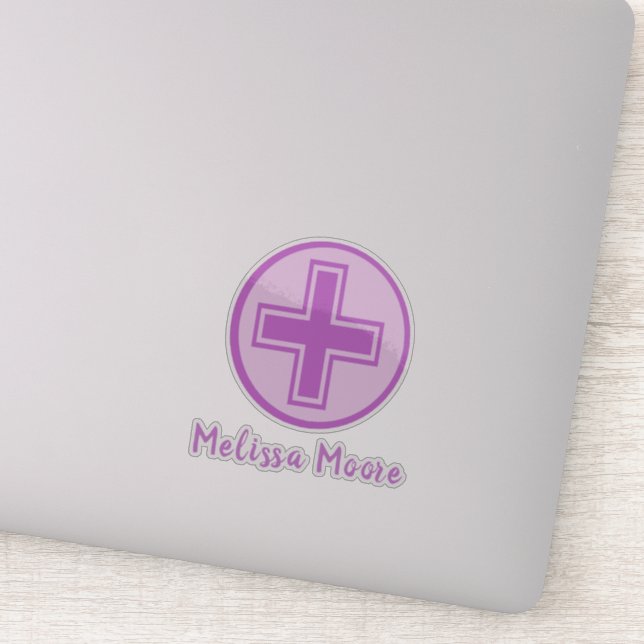 Lila Design-Medizinisches Symbol für die Gesundhei Aufkleber (Detail)