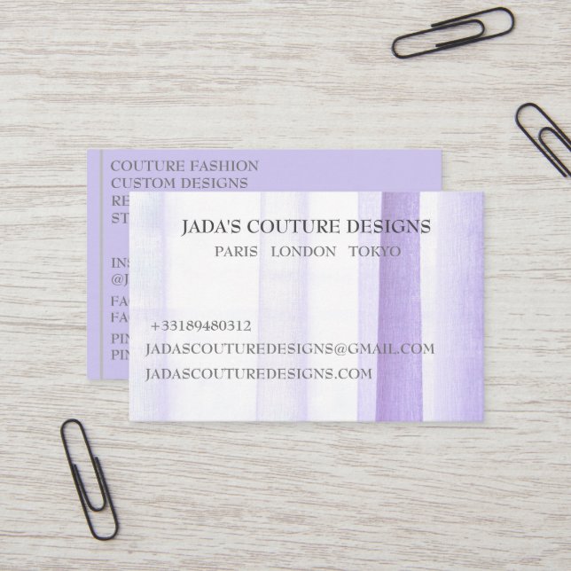 Lila Designermode Couture Visitenkarte (Vorderseite/Rückseite Beispiel)
