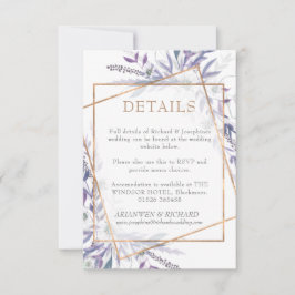 Lila Detailkarte für geometrische Folien RSVP Karte