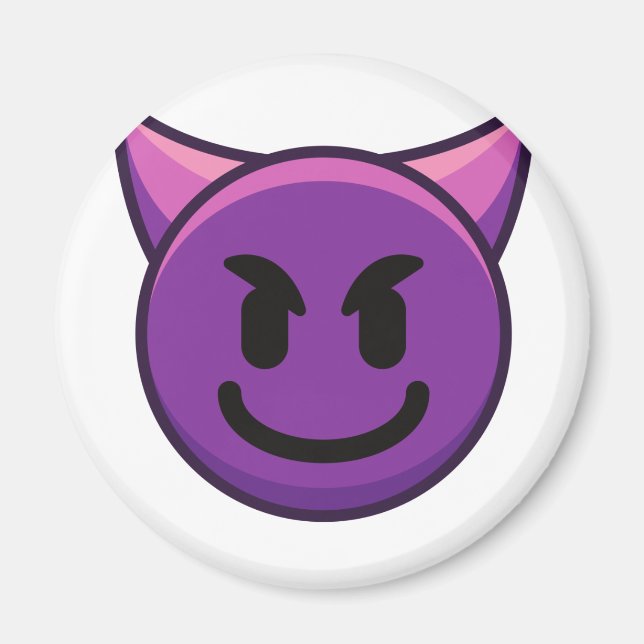 Lila Devil Emoji Magnet (Vorne)