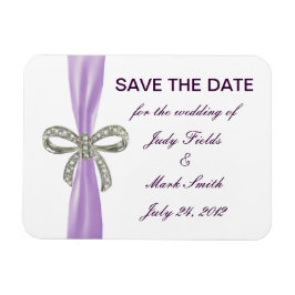 Lila Diamant Bow Wedding speichert das Date Magnet