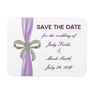 Lila Diamant Bow Wedding speichert das Date Magnet