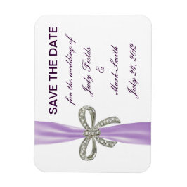 Lila Diamant Bow Wedding speichert das Date Magnet