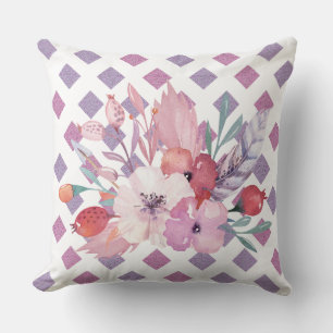 Lila Diamant-florales Kissen