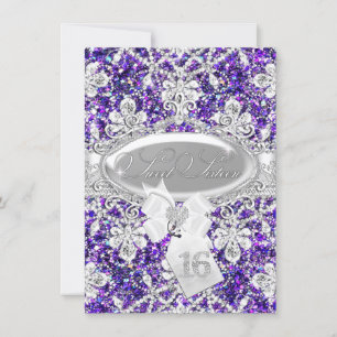 Lila Diamant Glitter Prinzessin Sweet 16 Einladung