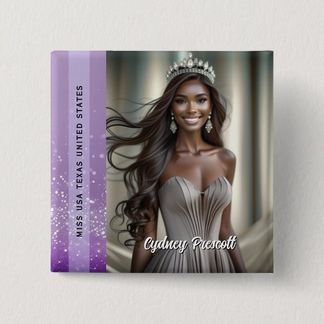 Lila Diamant-Seitensash-Foto-Button Button (Vorderseite)