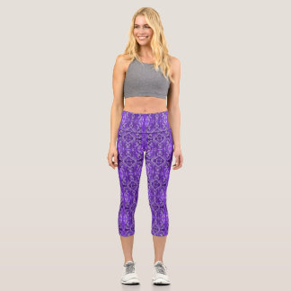 Lila Diamant-y-Abstraktes Muster Capri Leggings