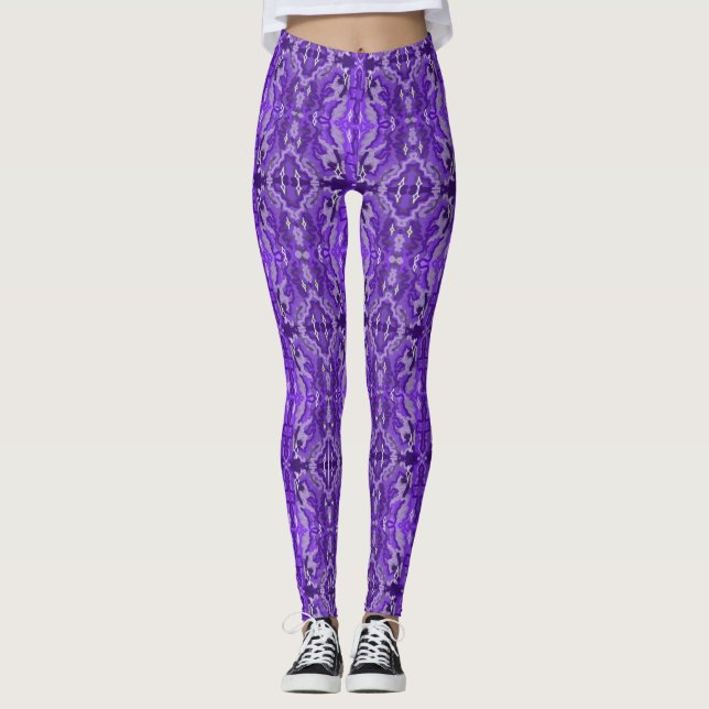 Lila Diamant-y-Abstraktes Muster Leggings (Vorderseite)