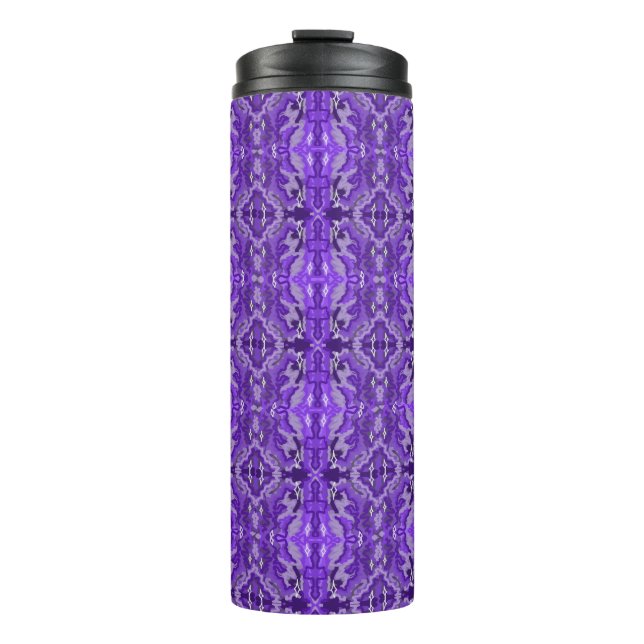 Lila Diamant-y-Abstraktes Muster Thermosbecher (Vorderseite)