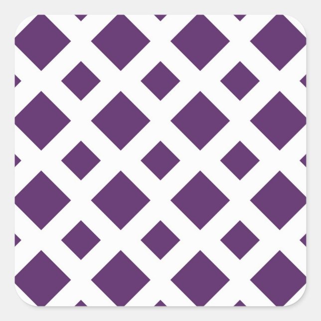 Lila Diamanten in Weiß Quadratischer Aufkleber (Vorderseite)