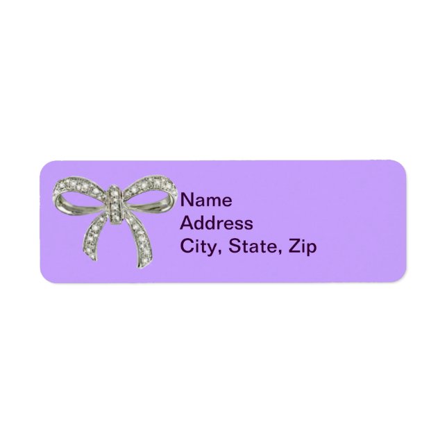 Lila Diamond Bow Wedding Address Labels (Vorne)