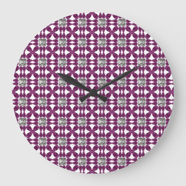 Lila Diamond Große Wanduhr (Vorderseite)