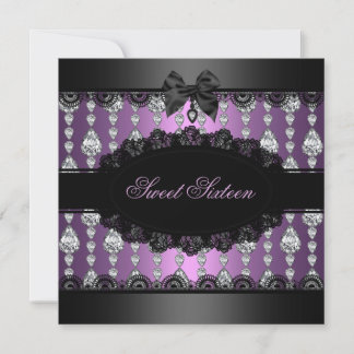 Lila Diamond & Lace Sweet16 Einladung