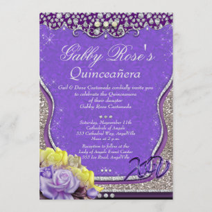 Lila Diamond Quinceañera und Sweet 16 Einladung