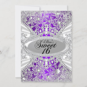 Lila Diamond Snowflake Winter Wonderland Sweet16 Einladung