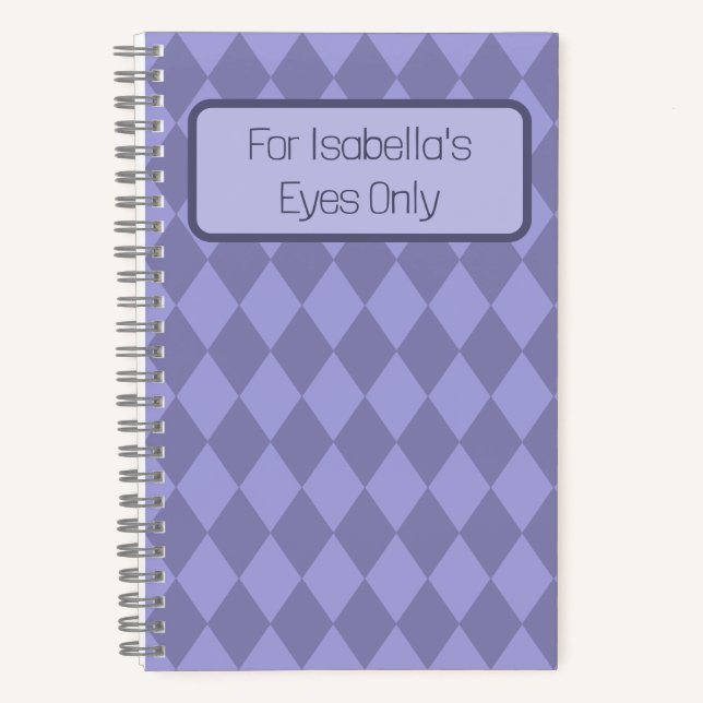 Lila Diamonds My Eyes Only Journal Notizbuch (Vorderseite)