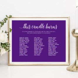 Lila Diese Kerze Burns Class Wiedersehen-Memorial Poster