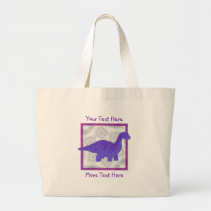 Lila Dino-Tasche Jumbo Stoffbeutel
