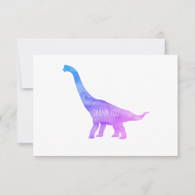 Lila Dinosaur Brachiosaurus Flat Danke Karte (Vorderseite)