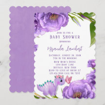 Lila Dinosaur Peony Butterfly Girl Baby Dusche
