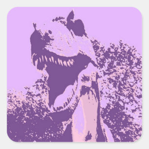 Lila Dinosaur T-Rex Quadratischer Aufkleber
