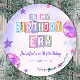 Lila Disco-Ball in meiner Geburtstagszeit Runder Aufkleber