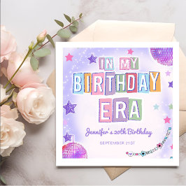 Lila Disco-Ball in meiner Geburtstagszeit Serviette