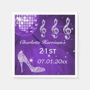 Lila Disco-Ball und Sparkle-Heels 21. Serviette