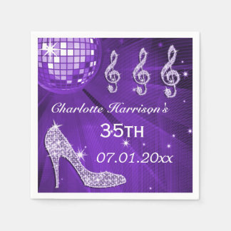 Lila Disco-Ball und Sparkle-Heels 35. Serviette