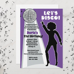 Lila Disco-Party Geburtstags-Boogie für Frauen Einladung