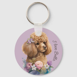 Lila Dog Floral Whimsistisch und Niedlich Schlüsselanhänger
