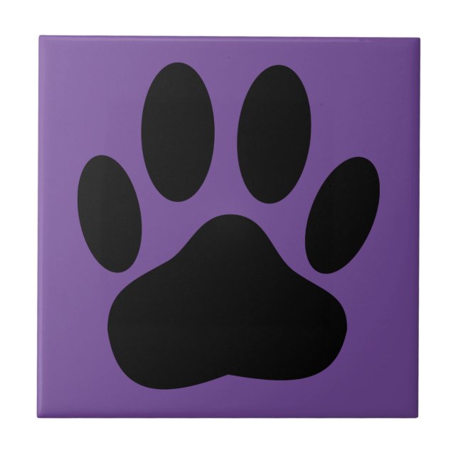 Lila Dog Pawprint Hintergrund Fliese (Vorderseite)