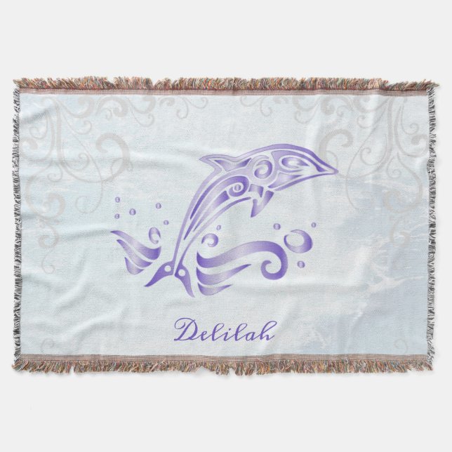 Lila Dolphin-Personalisiert-Kehlkopfschuppen Decke (Vorderseite)