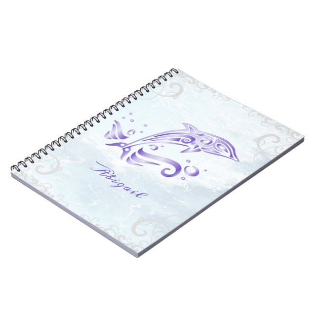 Lila Dolphin-Personalisiert-Notebook Notizblock (Linke Seite)