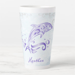 Lila Dolphin Personalisierte Latte Tasse