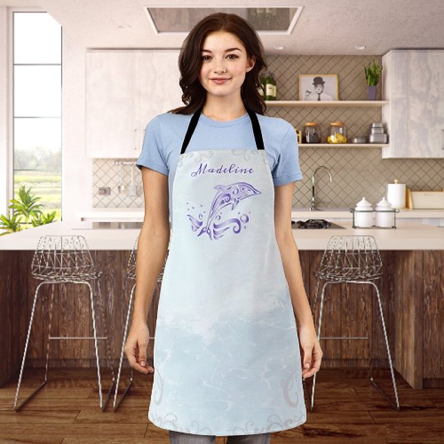 Lila Dolphin Personalisierte Schürze (Purple Dolphin Personalized Apron)