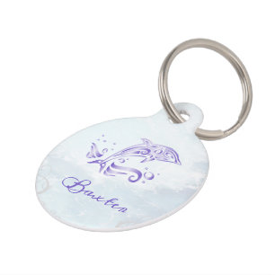 Lila Dolphin-Round-Pet-Tag Haustiermarke