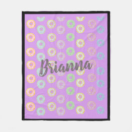 Lila Donut-Individuelle Name-Mittlere Fleece-Decke Fleecedecke