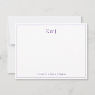 Lila Doppelrahmen Elegantes Paar-Monogramm Mitteilungskarte