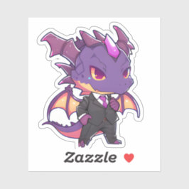 Lila Drache in einem Anzug Aufkleber