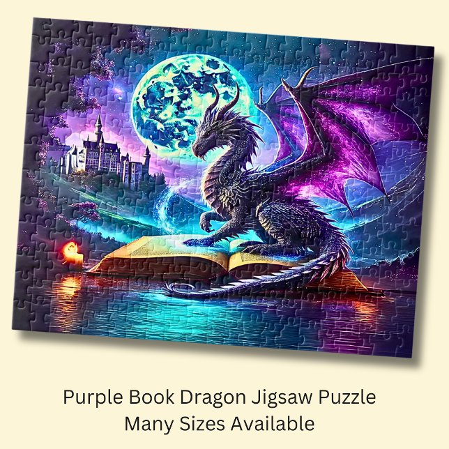 Lila Drache liest Buch Blaue Mond (Von Creator hochgeladen)
