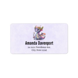 Lila Drache mit eleganter Krone Adressaufkleber